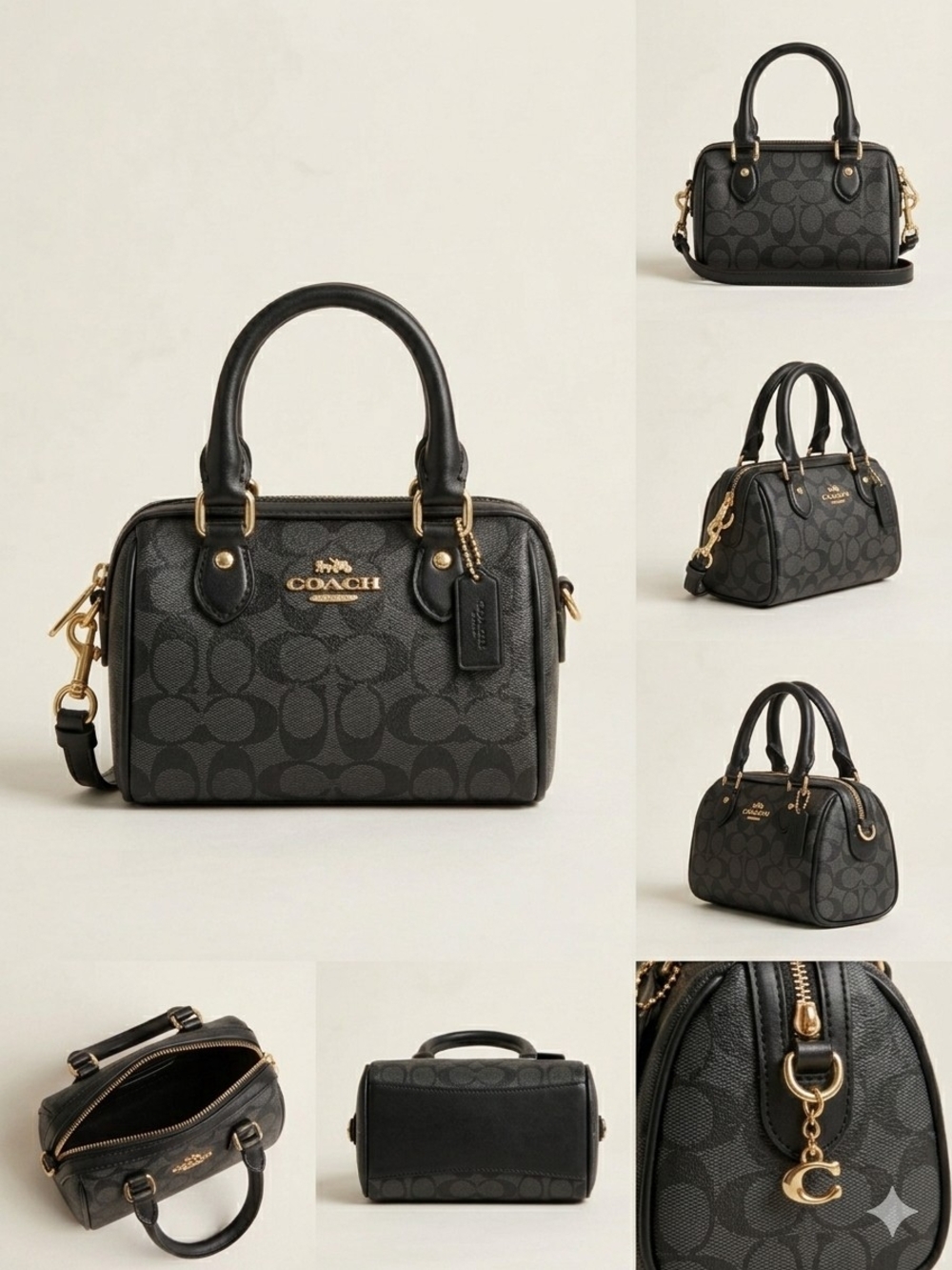 Coach Black Signature Mini Satchel Bag - Picture 7 of 11